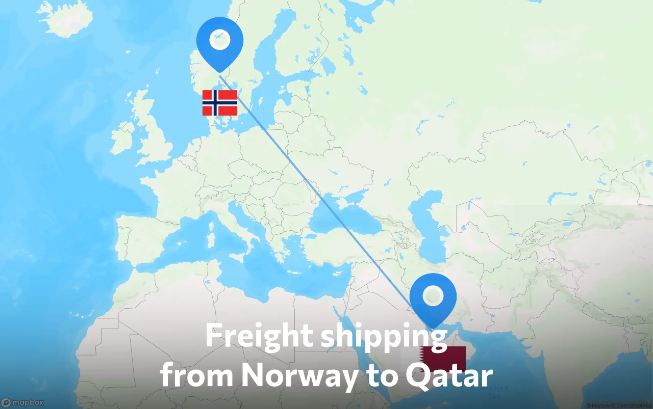 Shipping route from Norway to Qatar