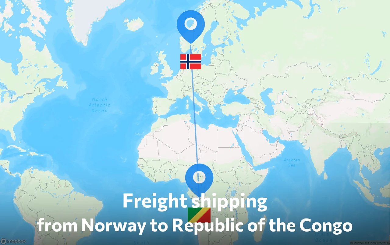 Shipping route from Norway to Republic of the Congo