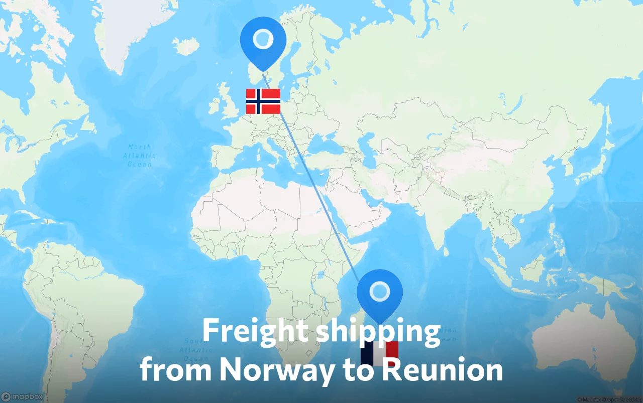 Shipping route from Norway to Reunion