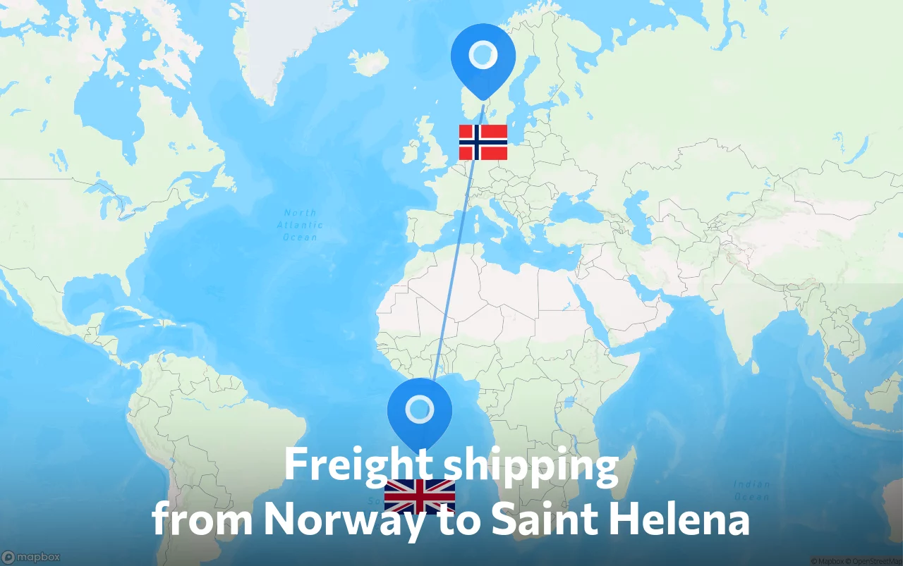 Shipping route from Norway to Saint Helena