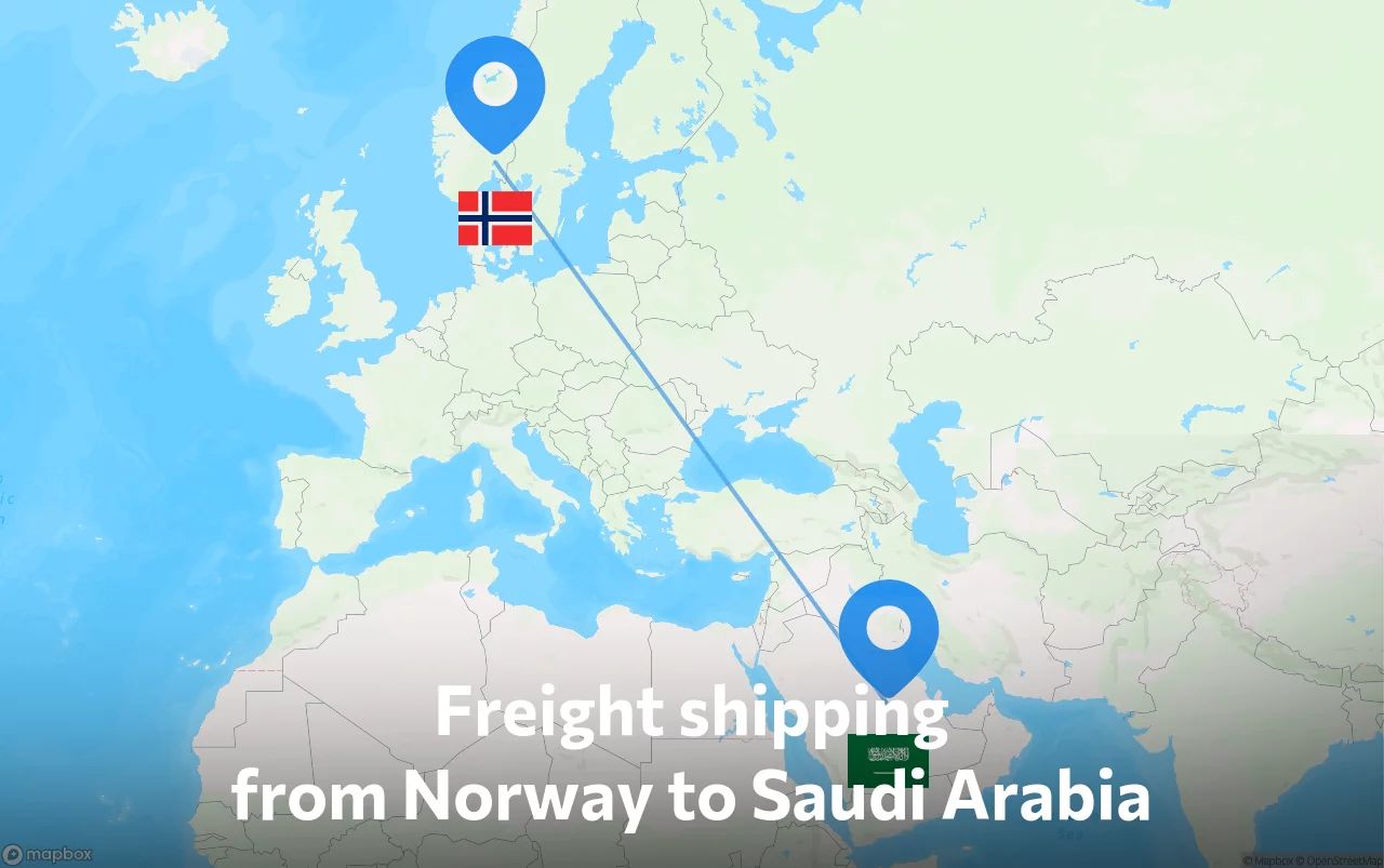 Shipping route from Norway to Saudi Arabia