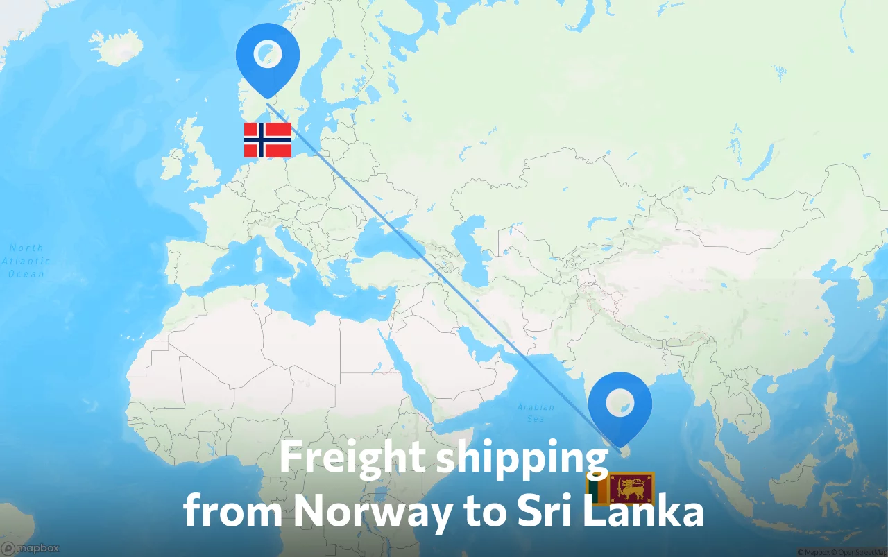 Shipping route from Norway to Sri Lanka