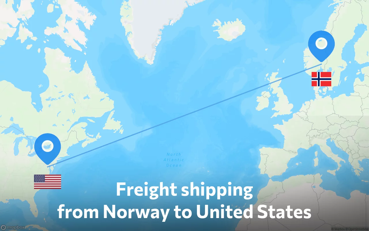 Shipping route from Norway to United States