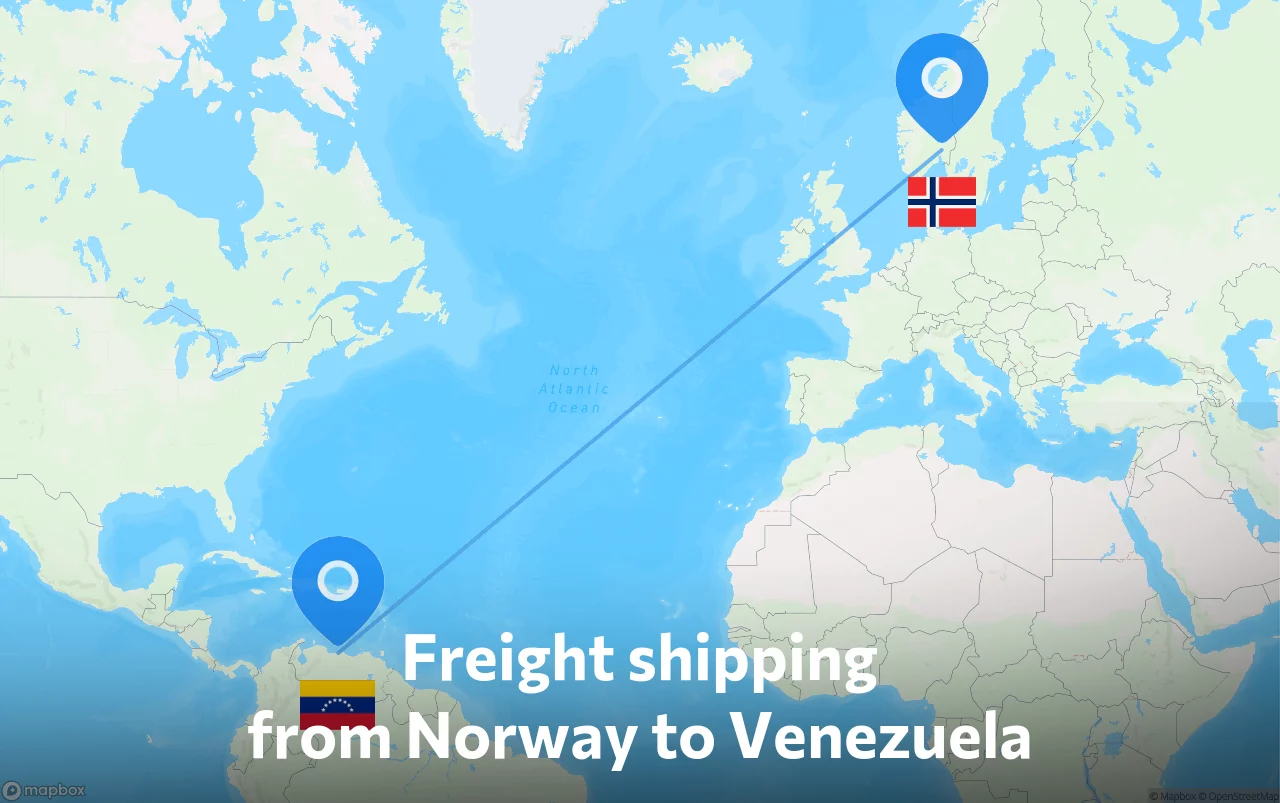Shipping route from Norway to Venezuela