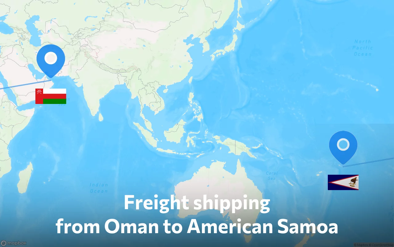 Shipping route from Oman to American Samoa