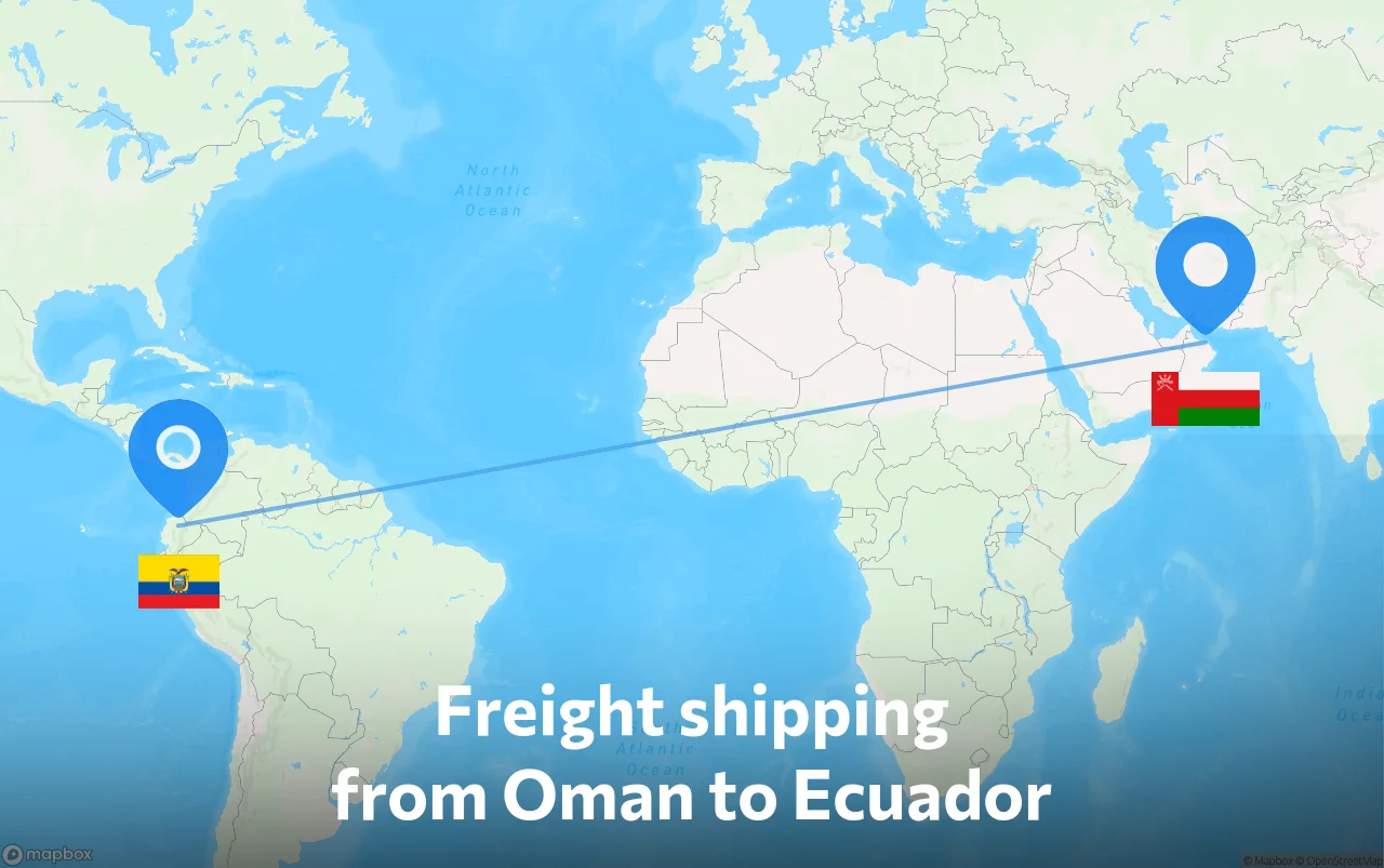 Shipping route from Oman to Ecuador