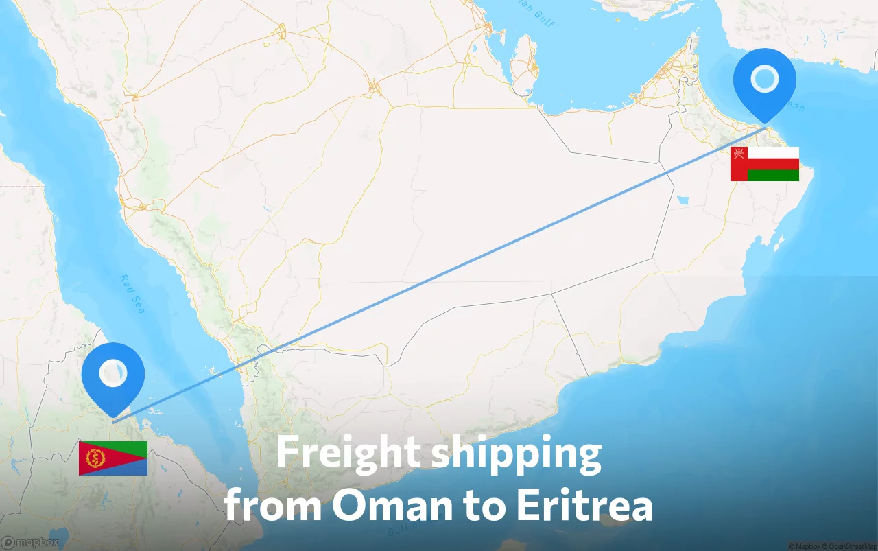 Shipping route from Oman to Eritrea