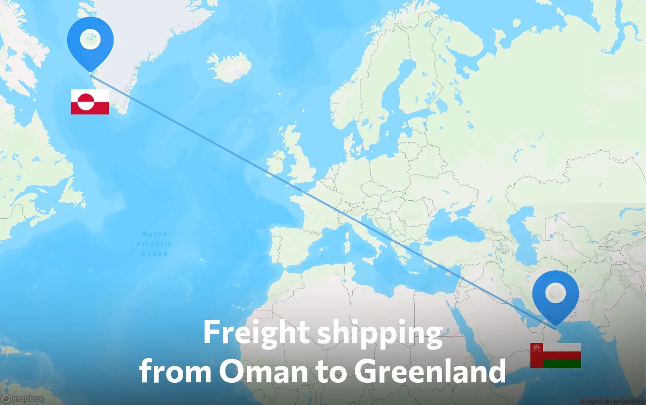 Shipping route from Oman to Greenland
