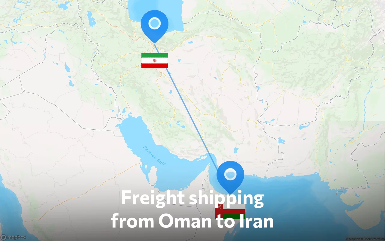 Shipping route from Oman to Iran