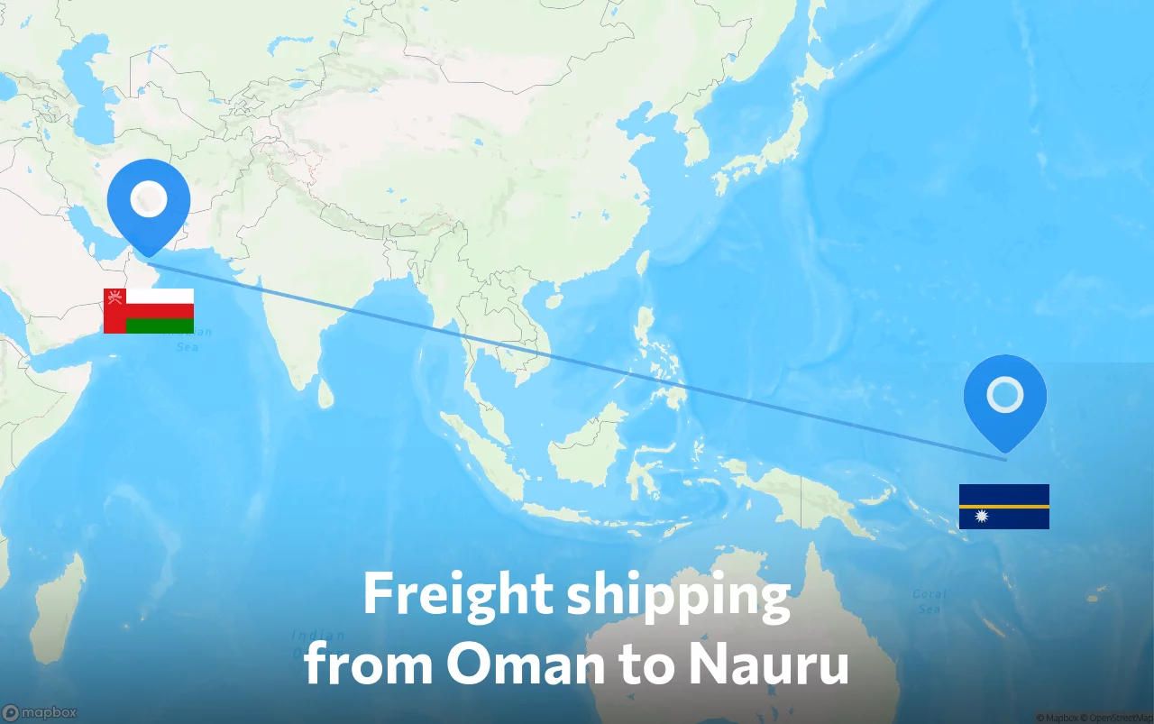 Shipping route from Oman to Nauru