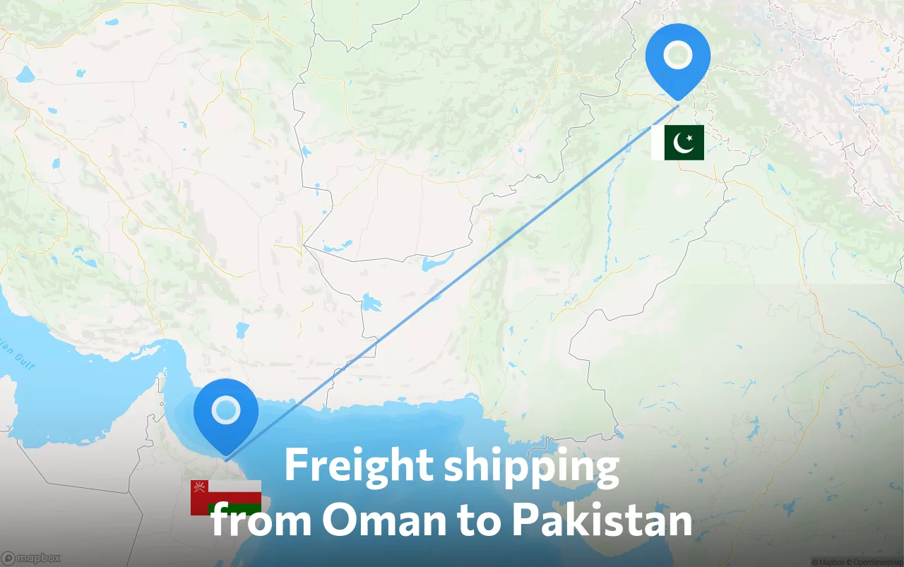 Shipping route from Oman to Pakistan
