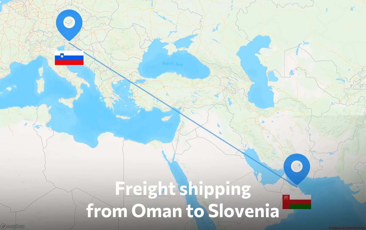 Shipping route from Oman to Slovenia