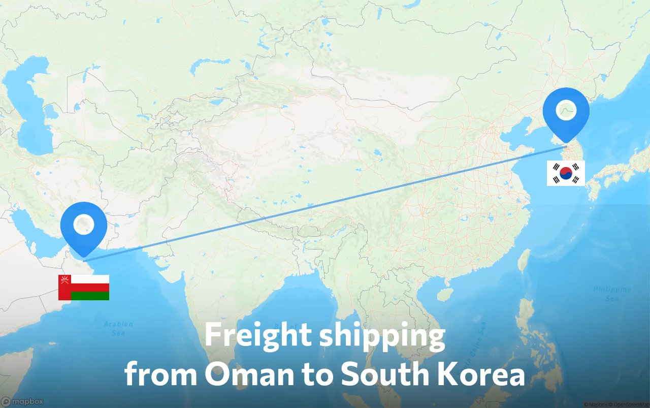 Shipping route from Oman to South Korea