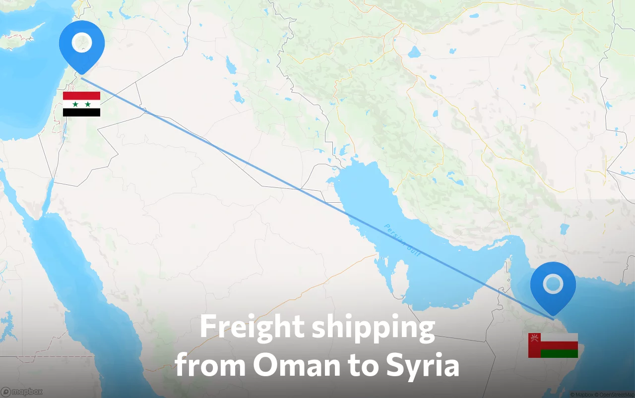 Shipping route from Oman to Syria
