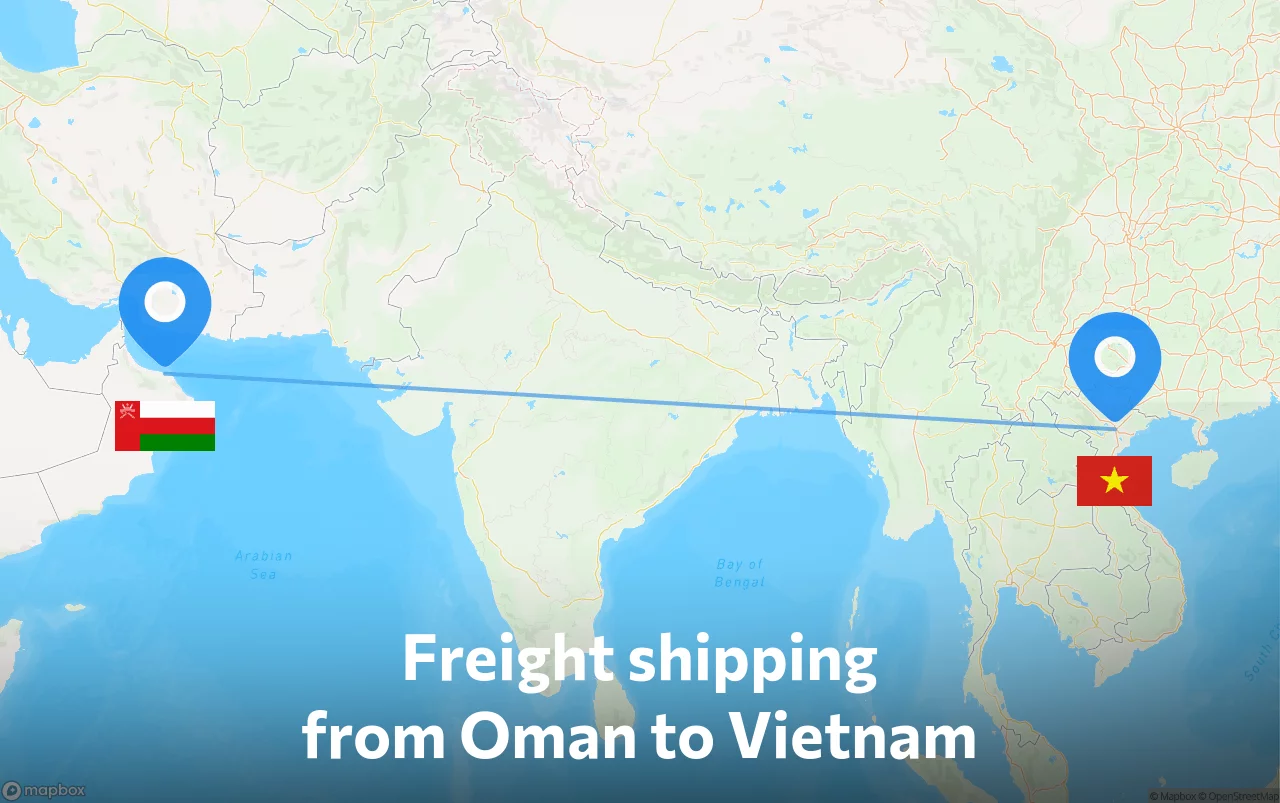 Shipping route from Oman to Vietnam