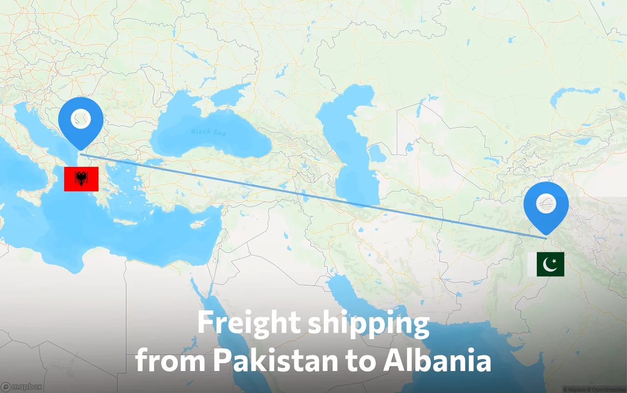 Shipping route from Pakistan to Albania