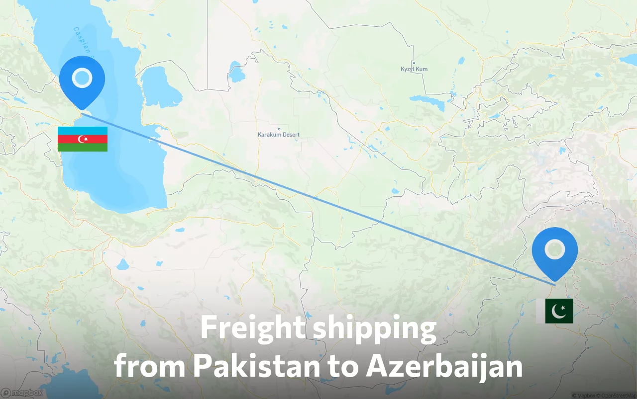 Shipping route from Pakistan to Azerbaijan