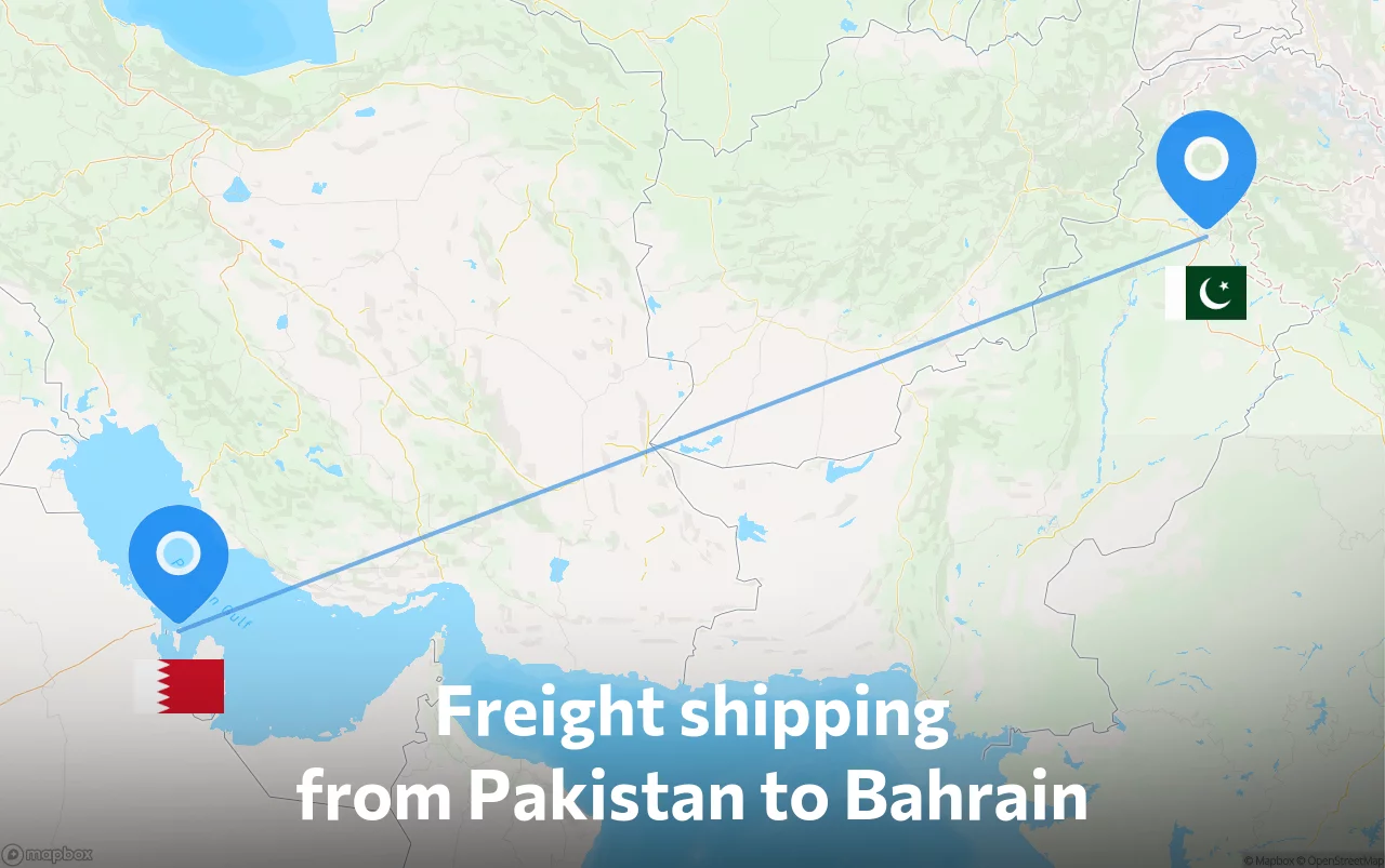 Shipping route from Pakistan to Bahrain