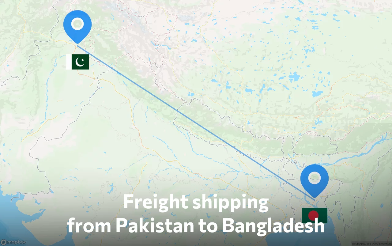 Shipping route from Pakistan to Bangladesh