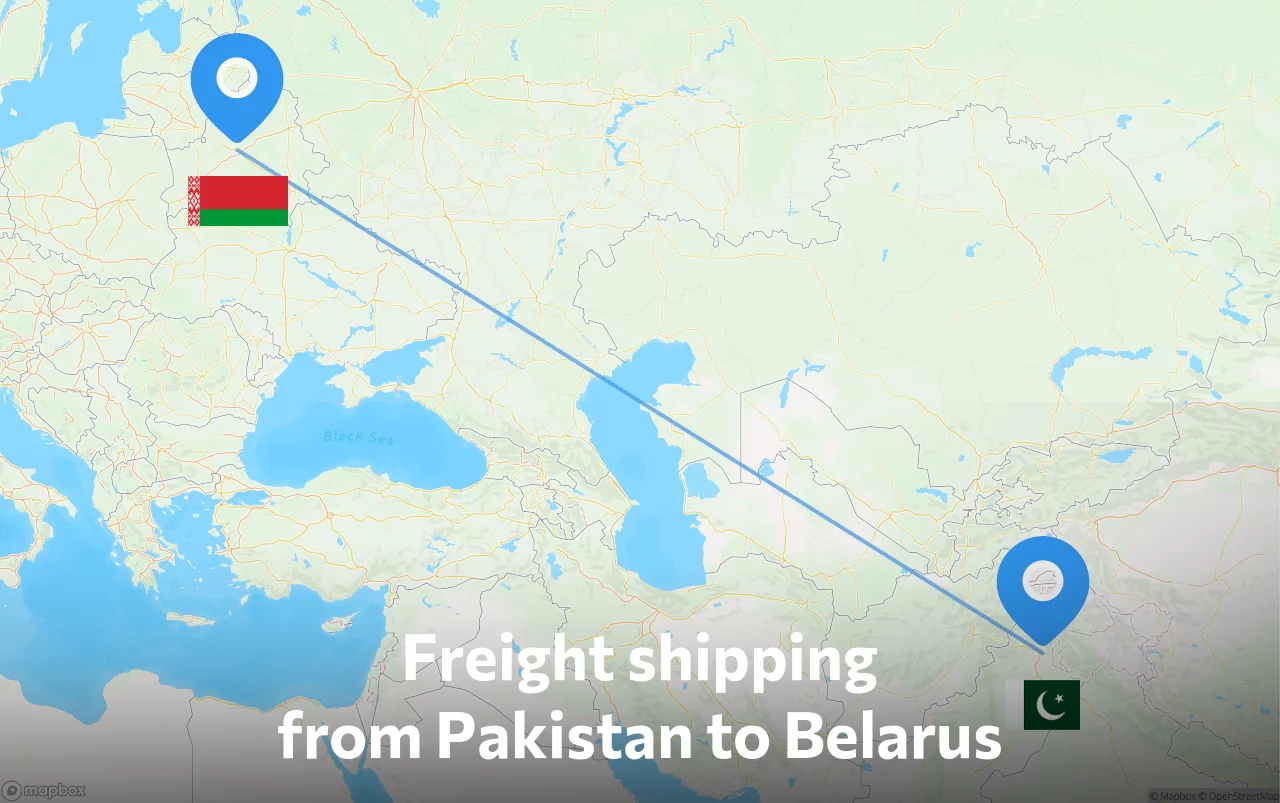 Shipping route from Pakistan to Belarus
