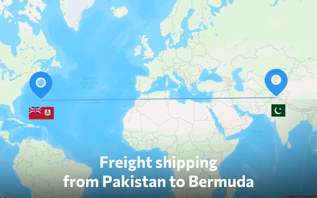 Shipping route from Pakistan to Bermuda