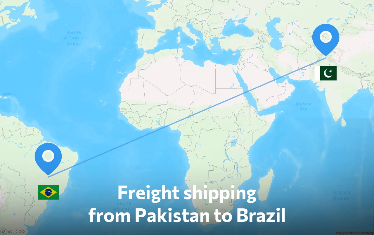 Shipping route from Pakistan to Brazil