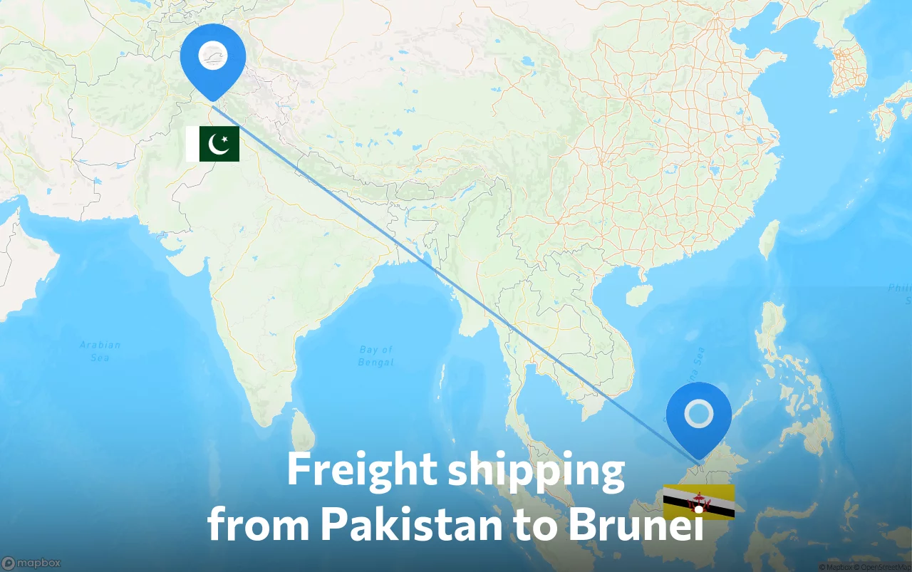 Shipping route from Pakistan to Brunei