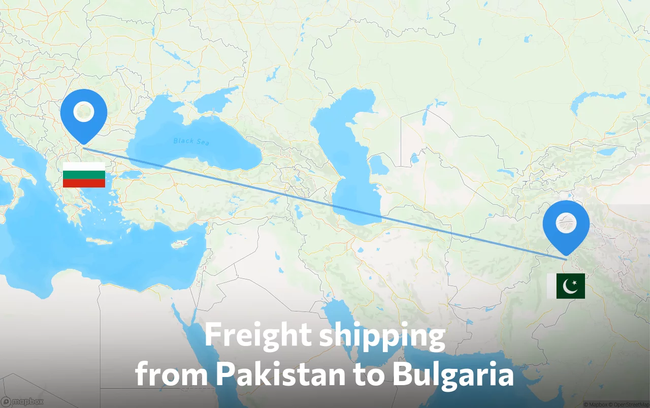 Shipping route from Pakistan to Bulgaria