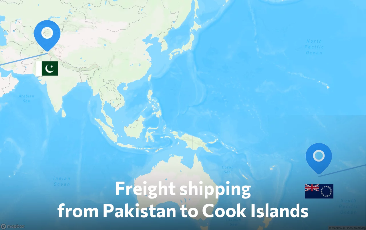 Shipping route from Pakistan to Cook Islands
