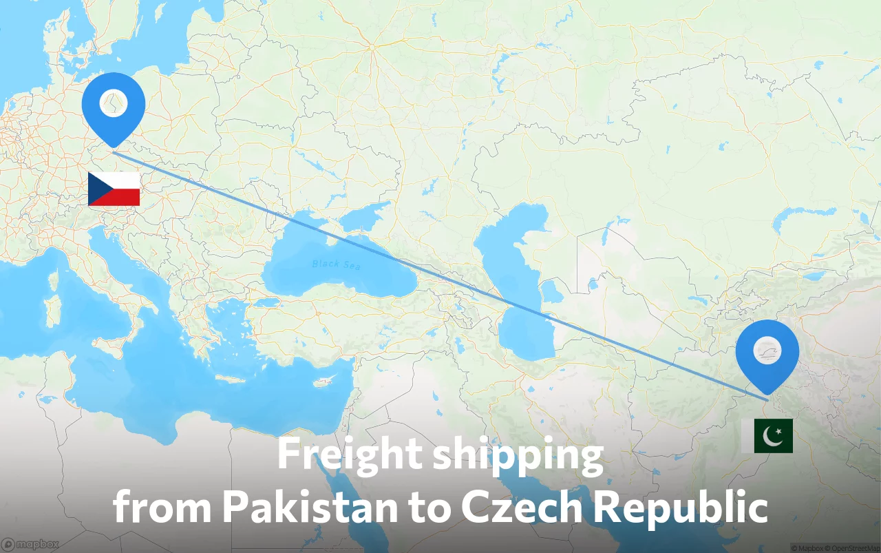 Shipping route from Pakistan to Czech Republic