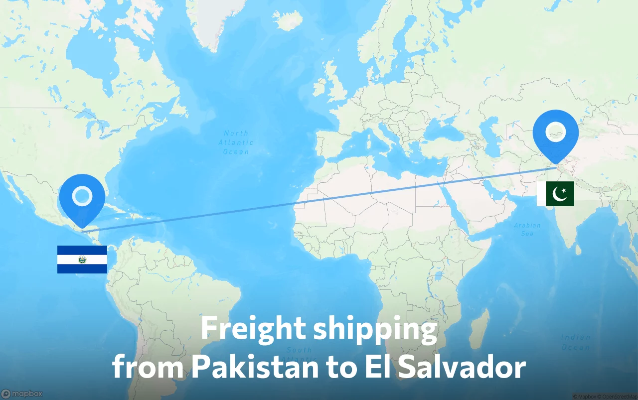 Shipping route from Pakistan to El Salvador