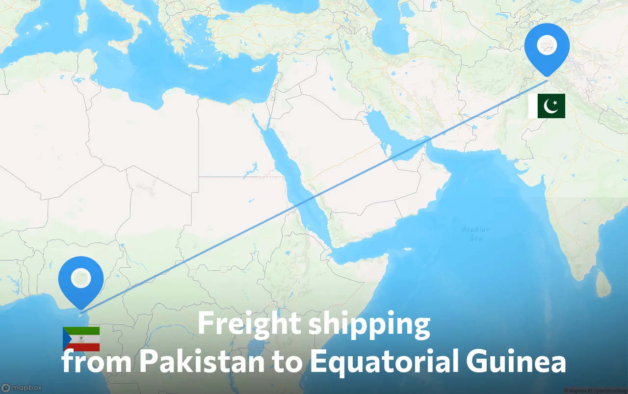 Shipping route from Pakistan to Equatorial Guinea