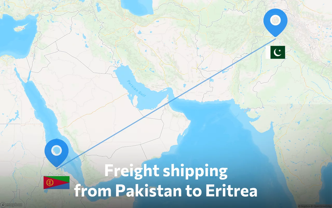 Shipping route from Pakistan to Eritrea