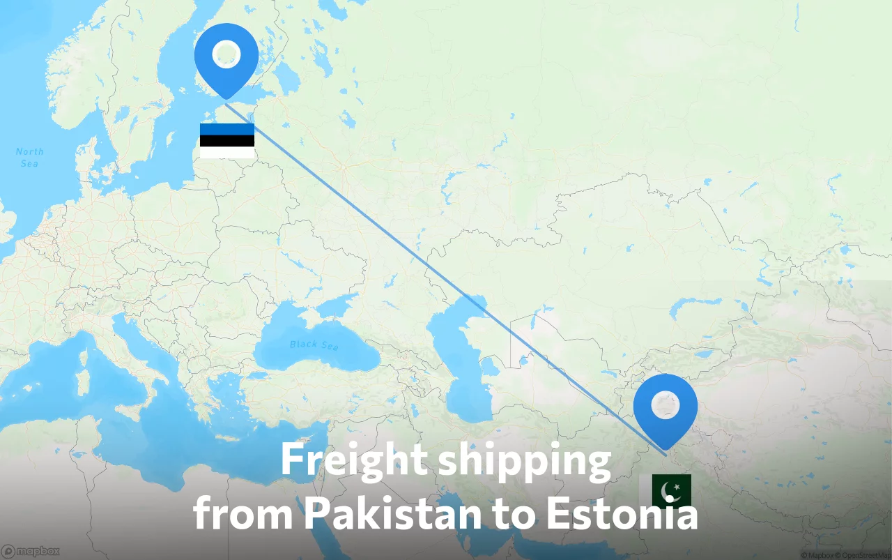Shipping route from Pakistan to Estonia