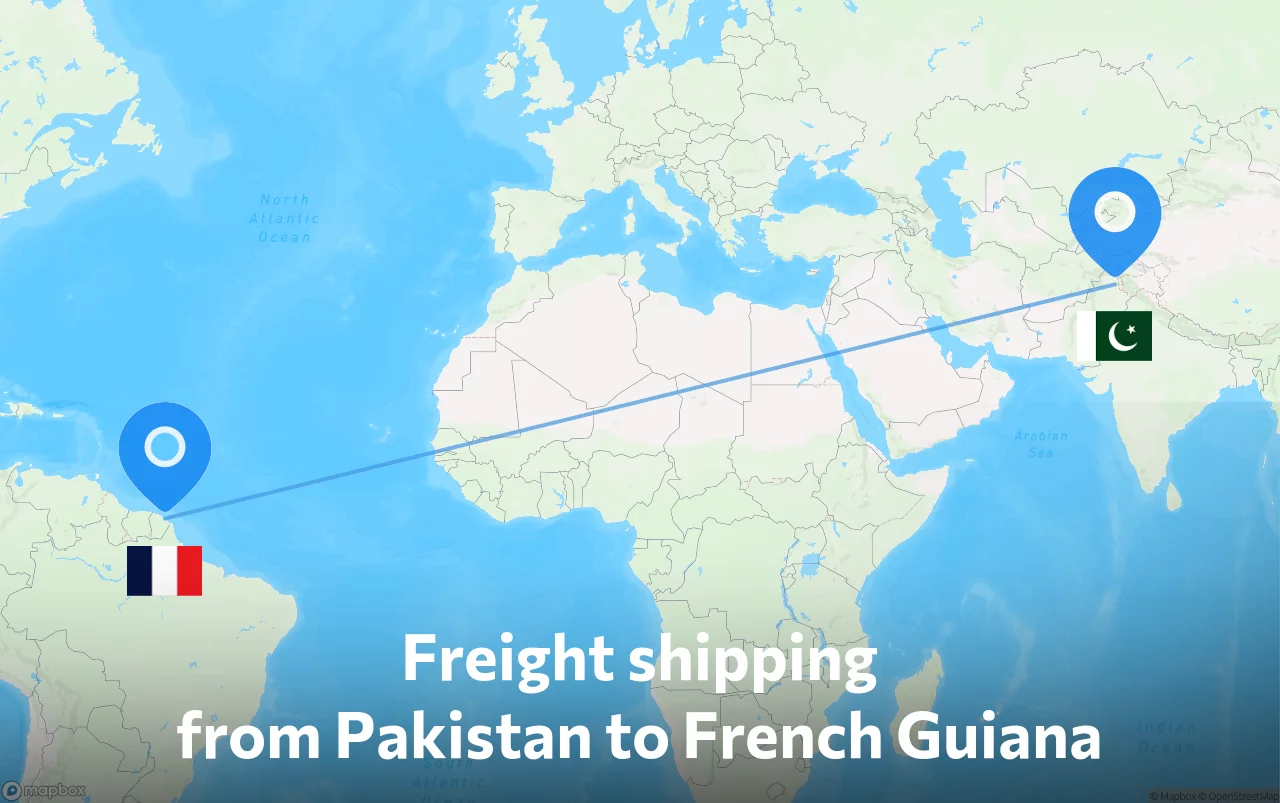 Shipping route from Pakistan to French Guiana
