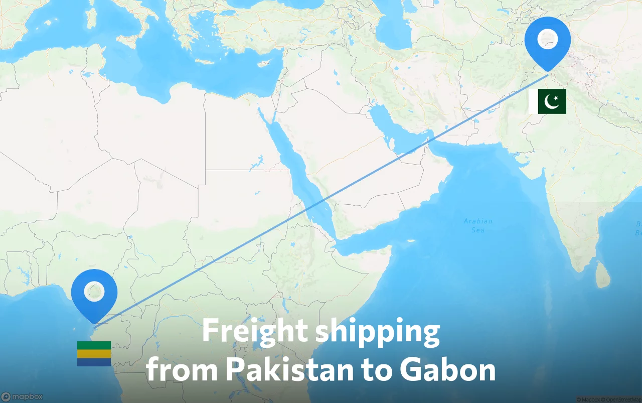 Shipping route from Pakistan to Gabon