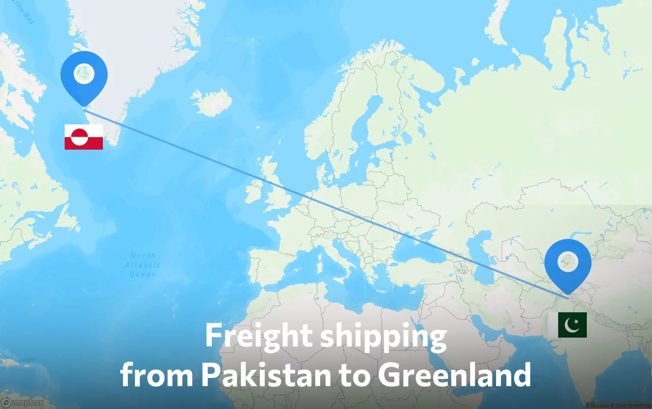 Shipping route from Pakistan to Greenland