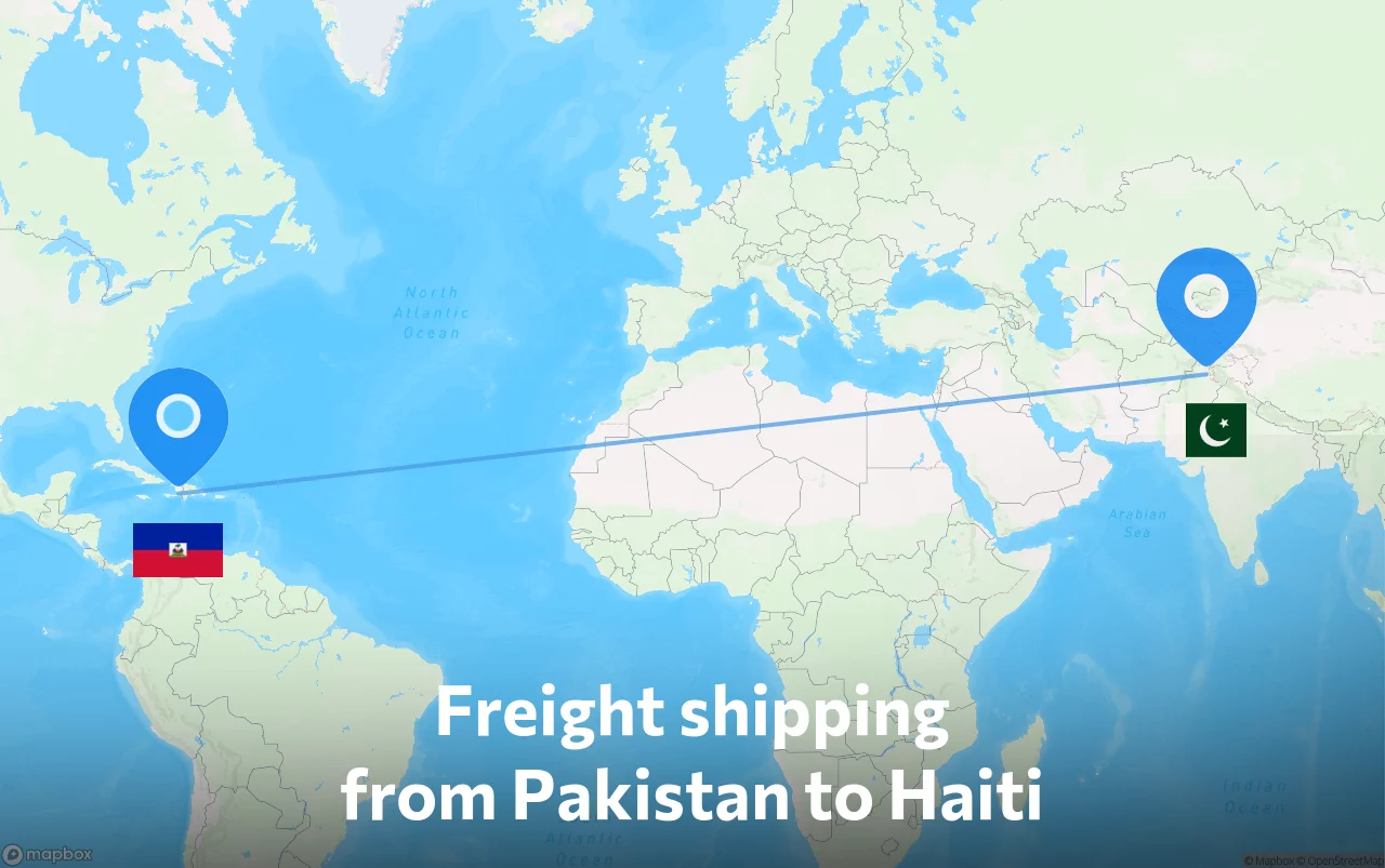 Shipping route from Pakistan to Haiti