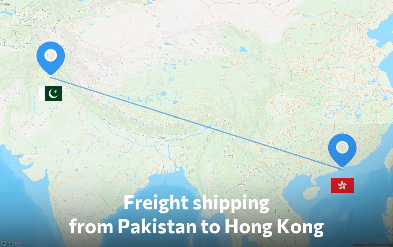 Shipping route from Pakistan to Hong Kong
