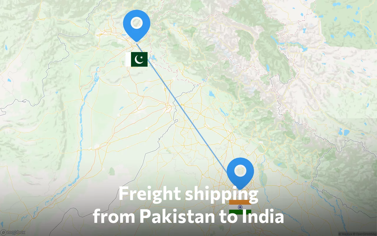 Shipping route from Pakistan to India