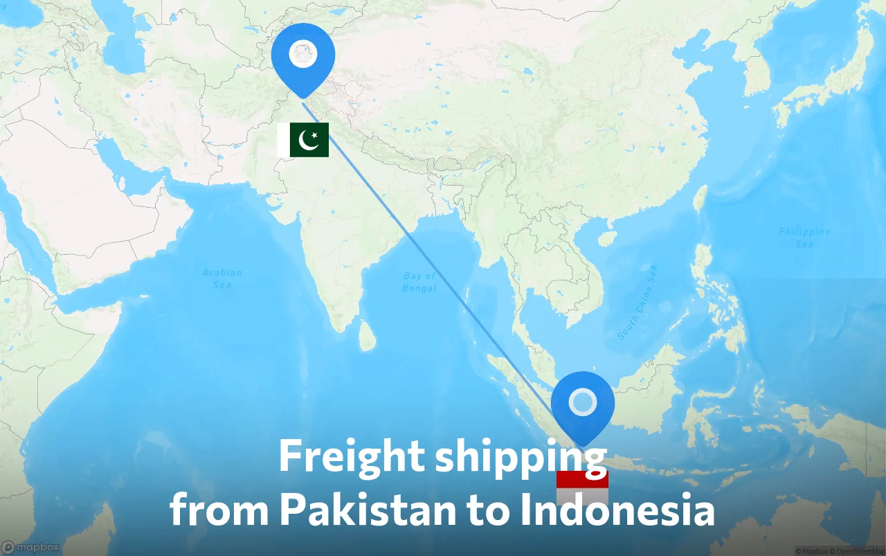 Shipping route from Pakistan to Indonesia