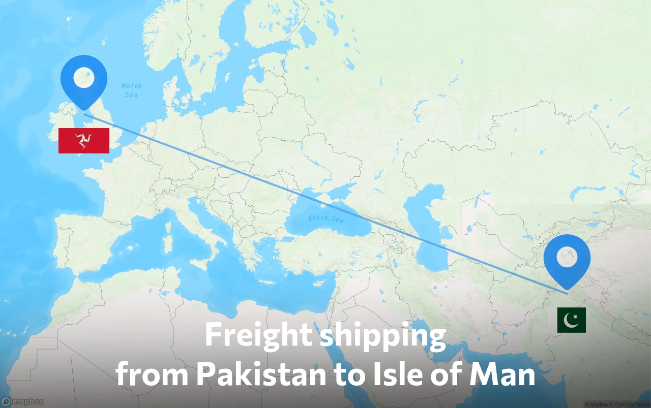 Shipping route from Pakistan to Isle of Man