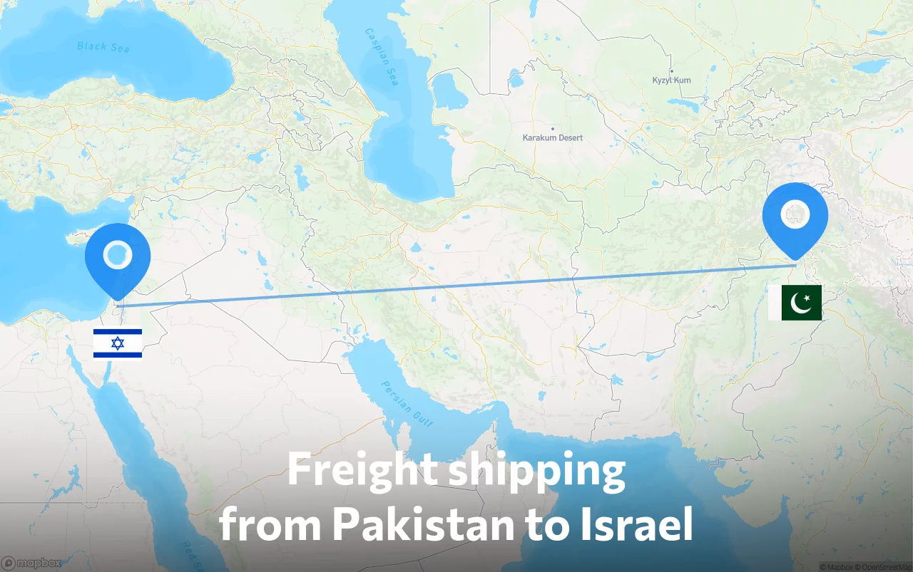 Shipping route from Pakistan to Israel