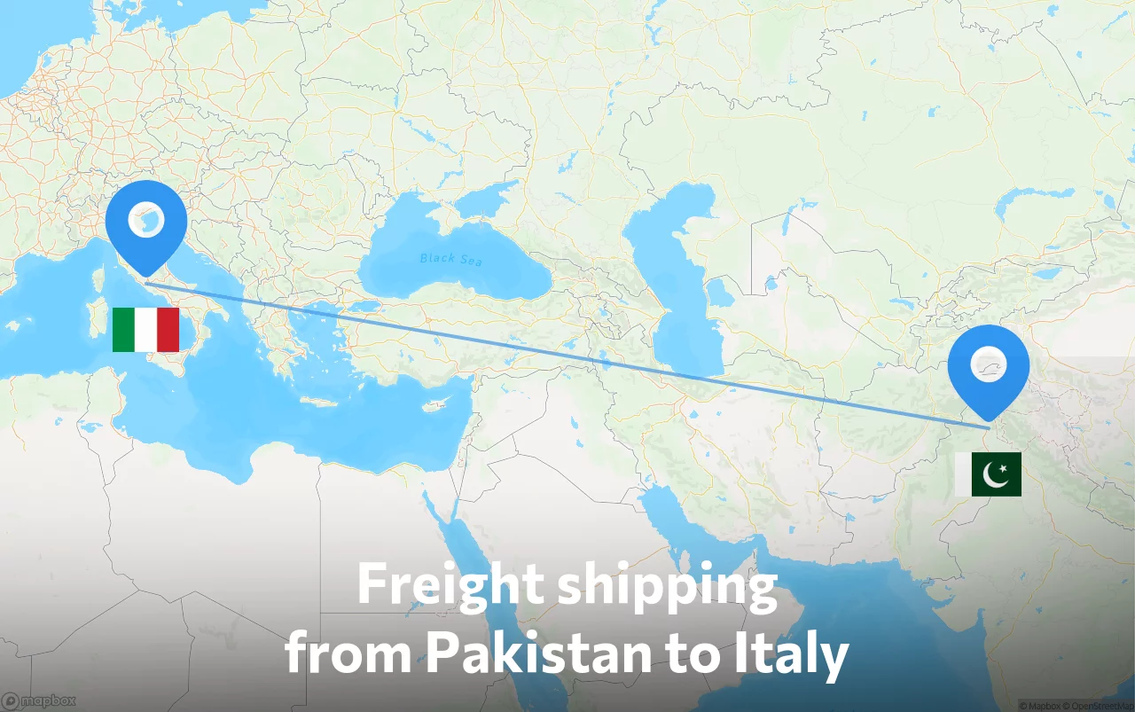Shipping route from Pakistan to Italy