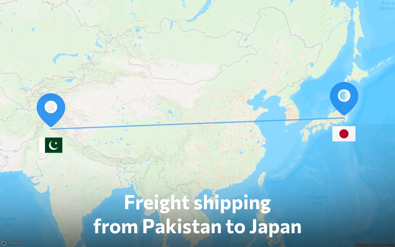 Shipping route from Pakistan to Japan