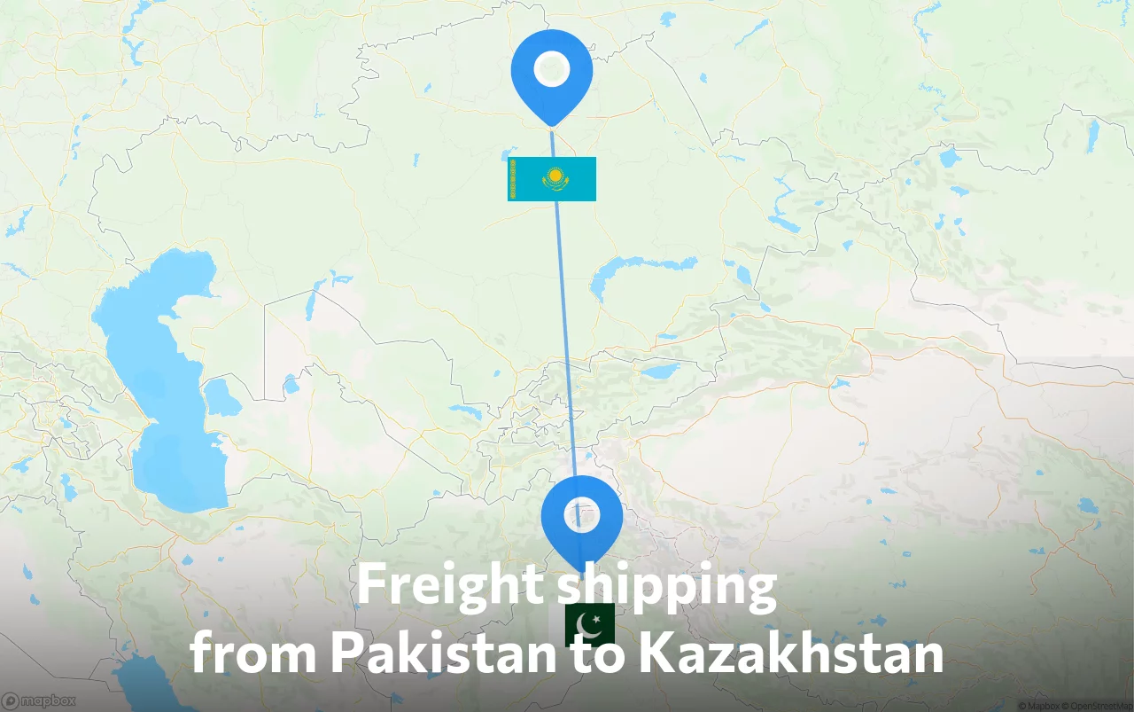 Shipping route from Pakistan to Kazakhstan