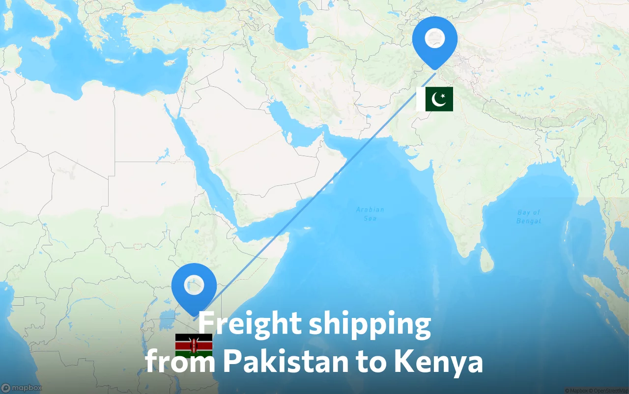 Shipping route from Pakistan to Kenya