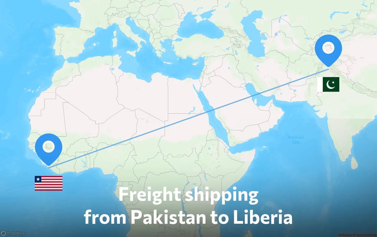 Shipping route from Pakistan to Liberia