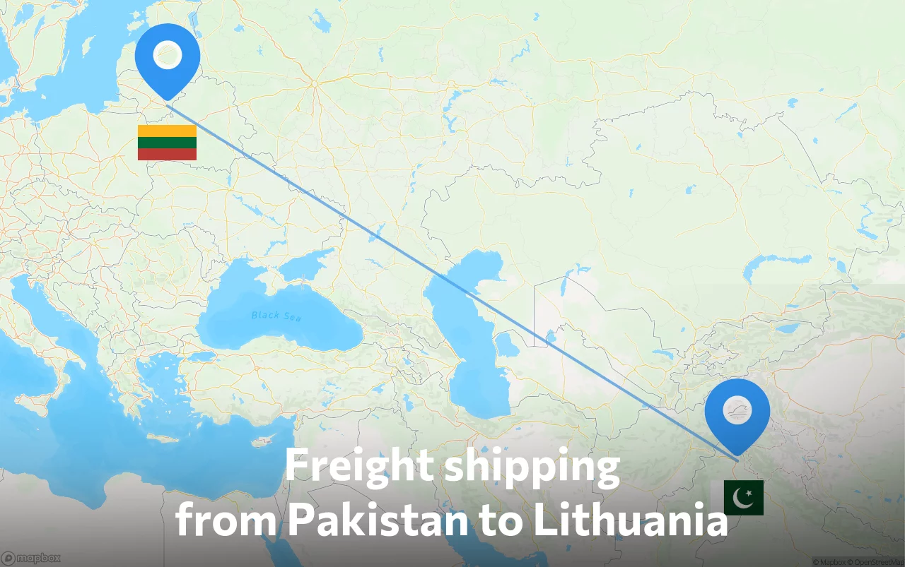 Shipping route from Pakistan to Lithuania
