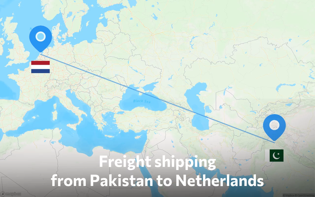 Shipping route from Pakistan to Netherlands
